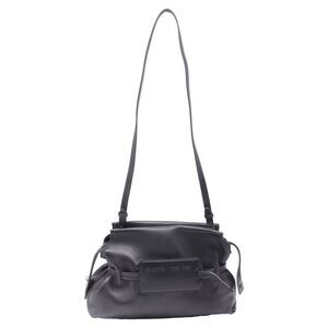 Off-White Zip Tie Clutch Bag with Strap in Black Lamb Leather